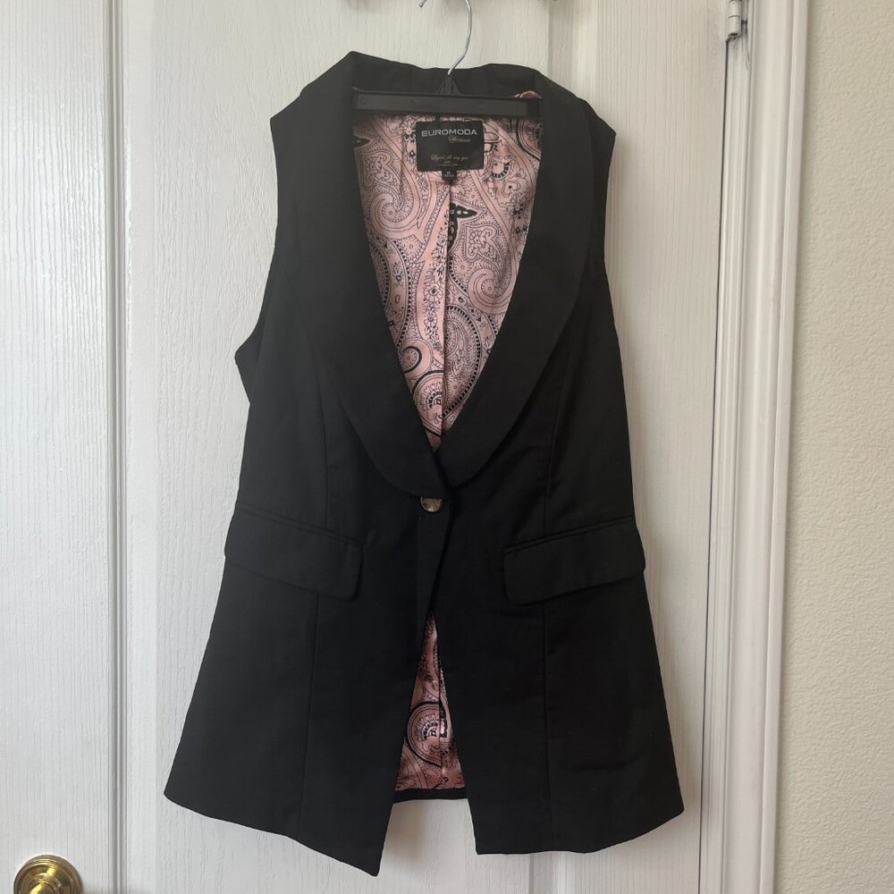 EUROMODA  Black Twill Suit Vest Size M